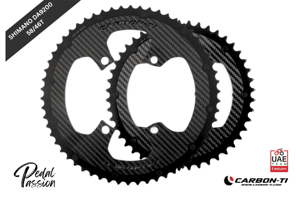 Carbon‑Ti X‑CarboRing EVO 58/46 x 110 DA9200 (4‑Arm) Chainring Set - Pedal Passion