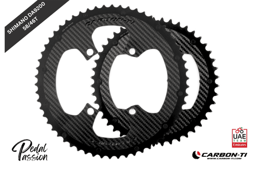 Carbon‑Ti X‑CarboRing EVO 58/46 x 110 DA9200 (4‑Arm) Chainring Set - Pedal Passion