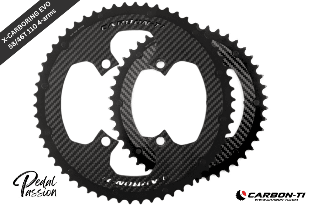 Carbon‑Ti X‑CarboRing EVO 58/46 x 110 (4‑Arm) Chainring Set - Pedal Passion