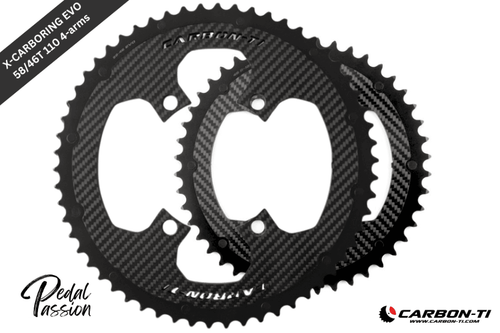 Carbon‑Ti X‑CarboRing EVO 58/46 x 110 (4‑Arm) Chainring Set - Pedal Passion