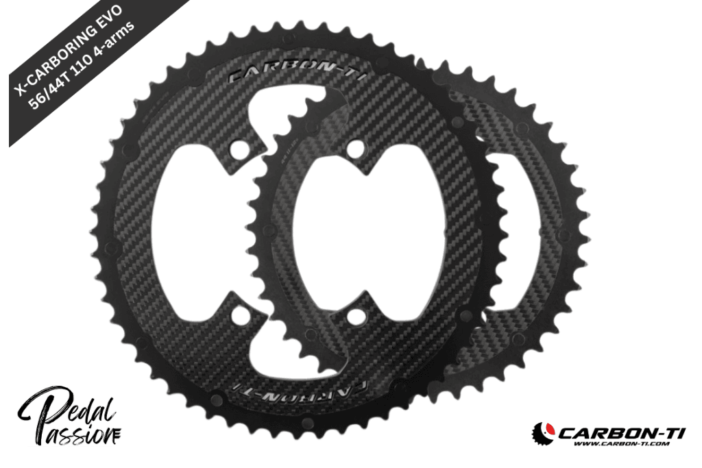 Carbon‑Ti X‑CarboRing EVO 56/44 x 110 (4‑Arm) Chainring Set - Pedal Passion