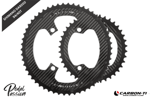 Carbon‑Ti X‑CarboRing EVO 54/40 x 110 DA9200 (4‑Arm) Chainring Set - Pedal Passion