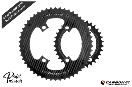 Carbon‑Ti X‑CarboRing EVO 50/34 x 110 (4‑Arm) Chainring Set - Pedal Passion