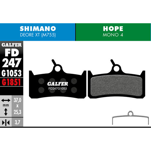 FD247 Disc Brake Pads for Shimano Deore XT & Hope Mono M4 - Pedal Passion