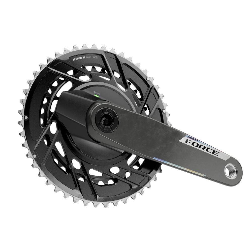 SRAM Force AXS E1 Power Meter Crankset – Thread Mount DUB (2x) (Various Chainring and Crank Arm Options)