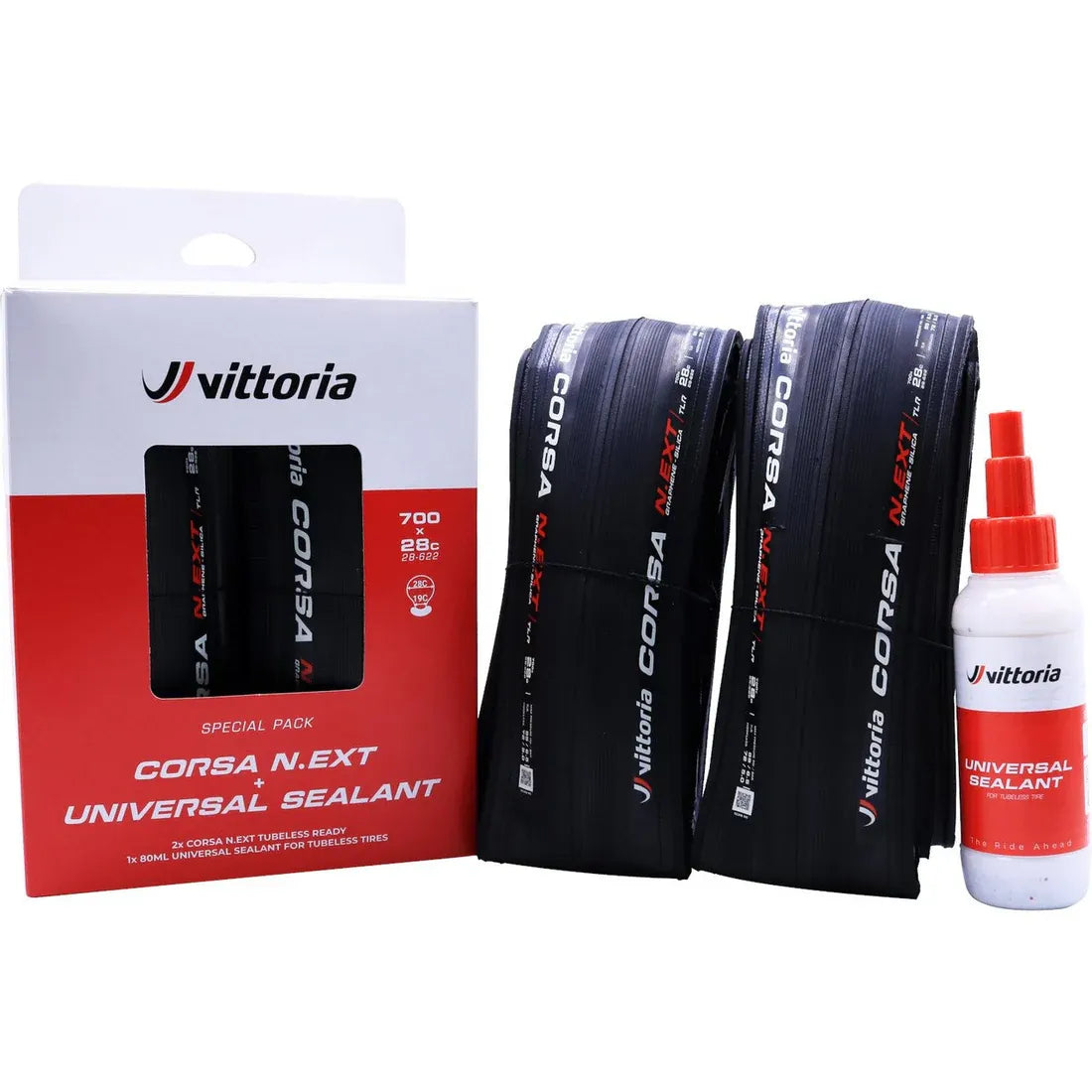 Vittoria Corsa N.EXT TLR Twin Pack (Black) – 700×28c - Pedal Passion