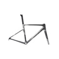 A carbon fiber bicycle frame, specifically the Evolve model with visible branding, shown in a side profile against a light gray background.