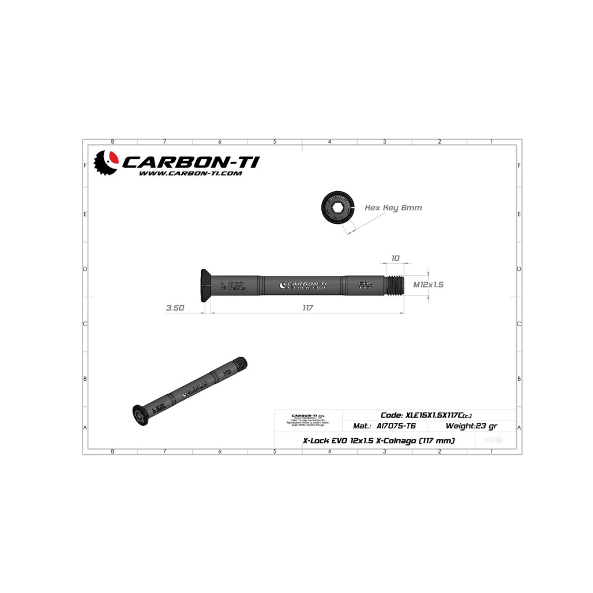 Carbon-Ti X-Lock EVO X-Colnago Thru Axle (front, rear options)