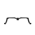 A matte black bicycle handlebar shown from the front against a light gray background.