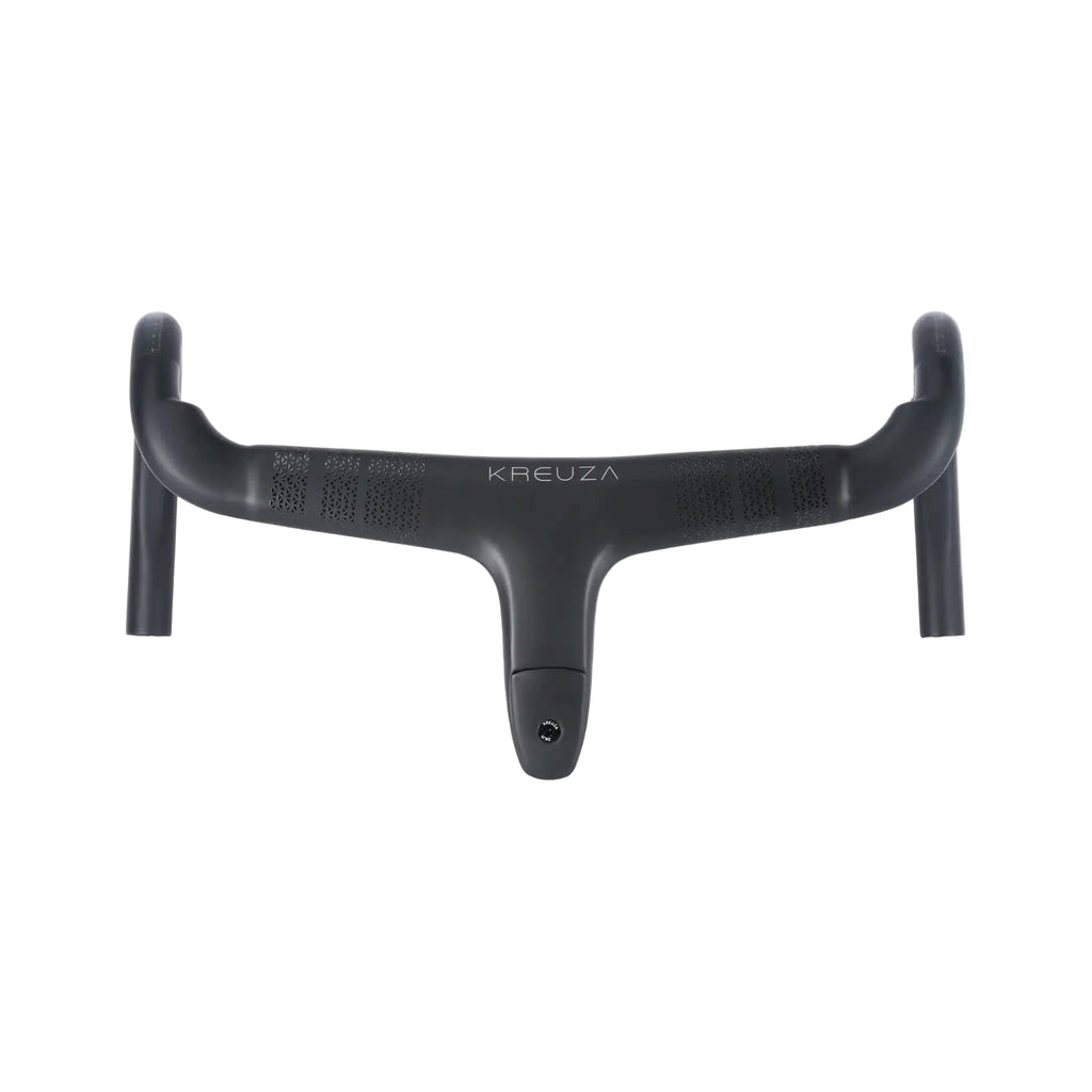A black drop handlebar with the brand name 'KREUZA' printed in white on the center, shown against a light gray background.