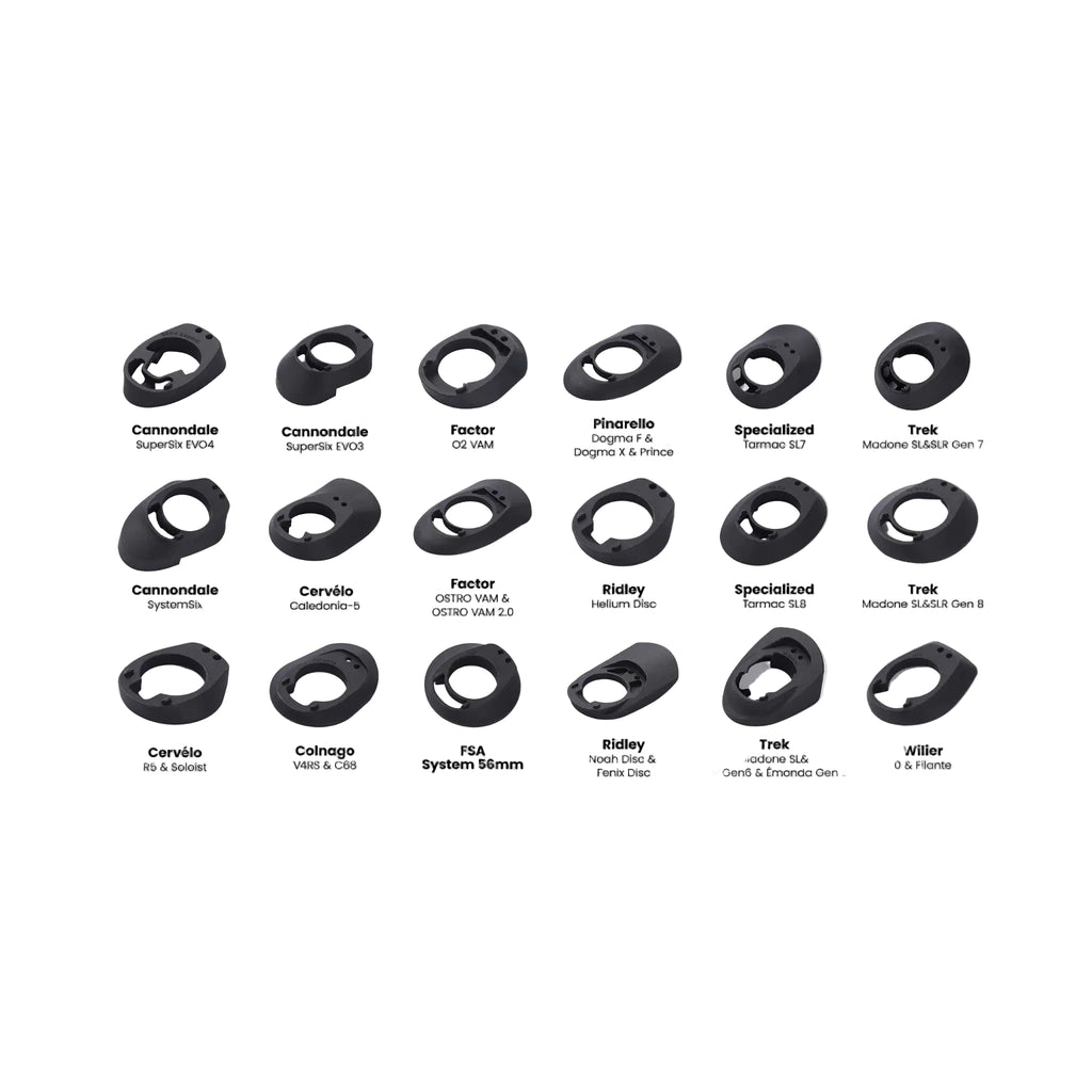 A product comparison chart showing 15 different bicycle headset models arranged in a grid on a light gray background, with each headset labeled with its brand and model name.