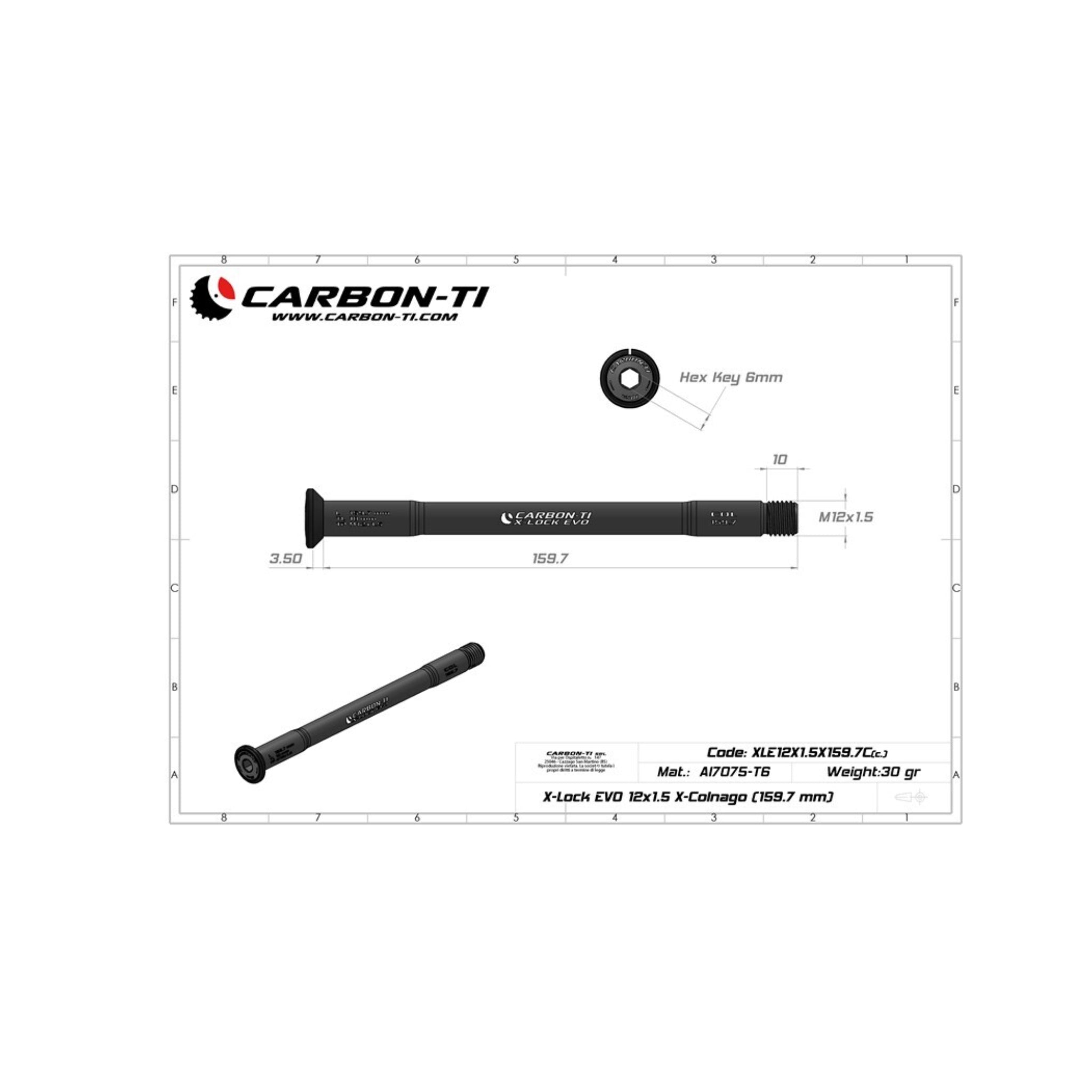Carbon-Ti X-Lock EVO X-Colnago Thru Axle (front, rear options)
